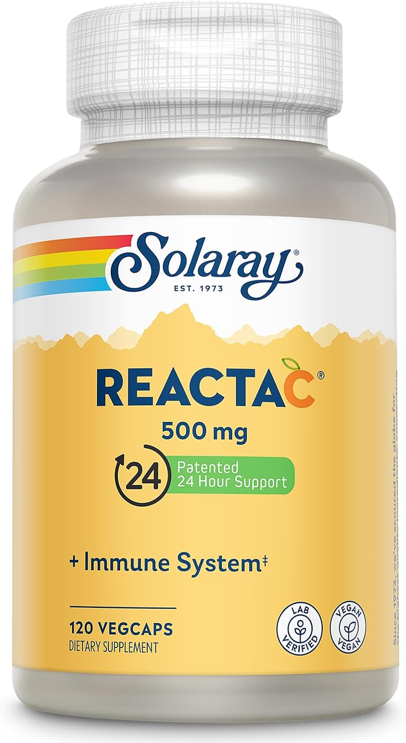 SOLARAY ReactaC Vitamin C 500mg - Patented 24-Hour Immune Support with Bioflavonoids and Rutin - Vegan, 180 Capsules - görsel 9