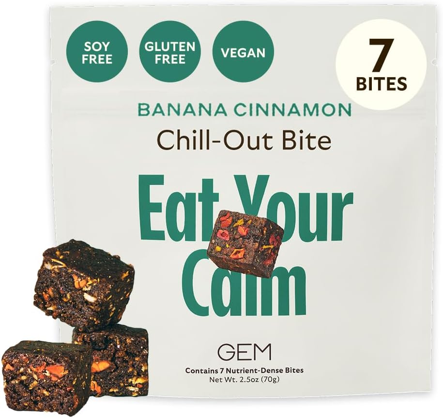 GEM Calm Bite - Banana Cinnamon | Magnesium L-Threonate, Golden Chlorella, Lemon Balm | Supports Calm Mind & Clarity | 7 Count - görsel 1