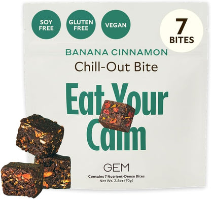 GEM Calm Bite - Banana Cinnamon | Magnesium L-Threonate, Golden Chlorella, Lemon Balm | Supports Calm Mind & Clarity | 7 Count