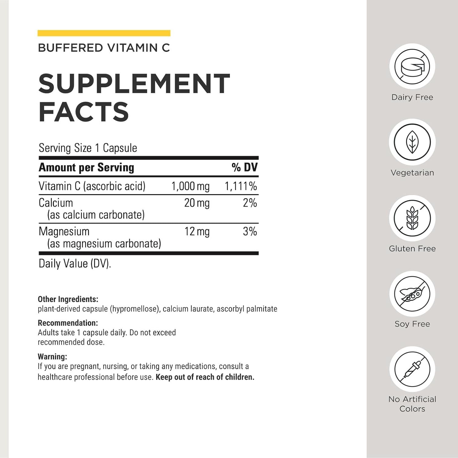 Integrative Therapeutics Buffered Vitamin C 1,000 mg with Magnesium & Calcium – 60 Vegan Capsules - görsel 3