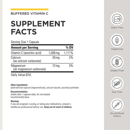 Integrative Therapeutics Buffered Vitamin C 1,000 mg with Magnesium & Calcium – 60 Vegan Capsules