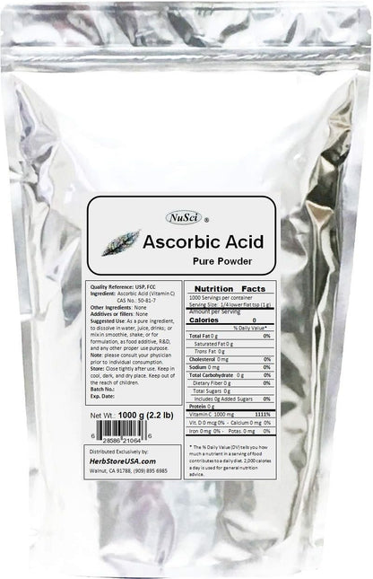 Ascorbic Acid Vitamin C Pure Powder - USP & FCC Quality (2270 g)