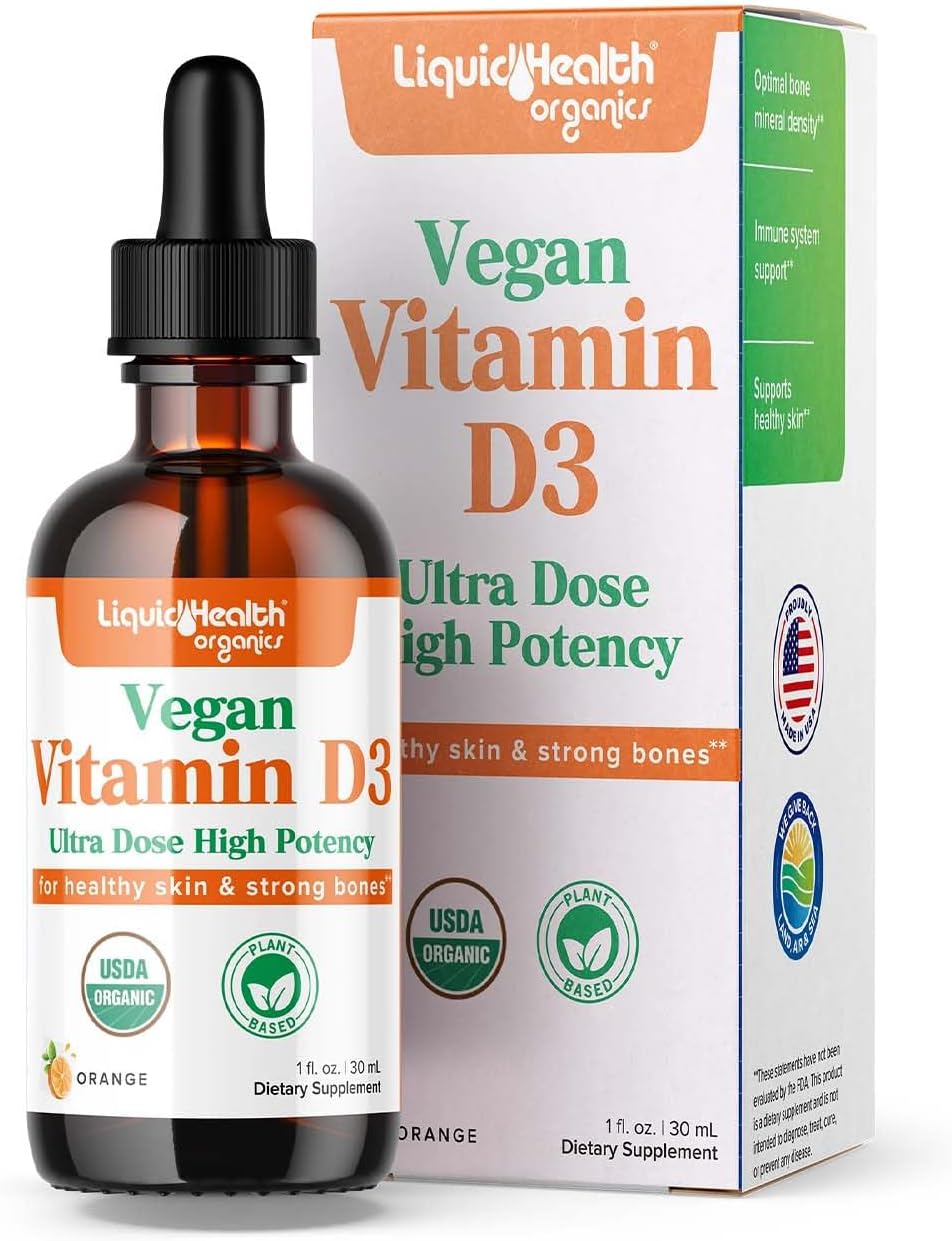 LIQUIDHEALTH Vitamin D3 4000 IU – USDA Certified Organic Vegan Liquid Drops for Immune, Bone & Mood Support (3 Pack) - görsel 6