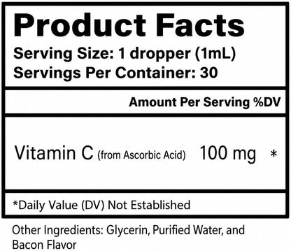 Vitamin C for Dogs - Supports Immune Health - Liquid - Dog Immune Booster - 1 oz Bacon Flavour
