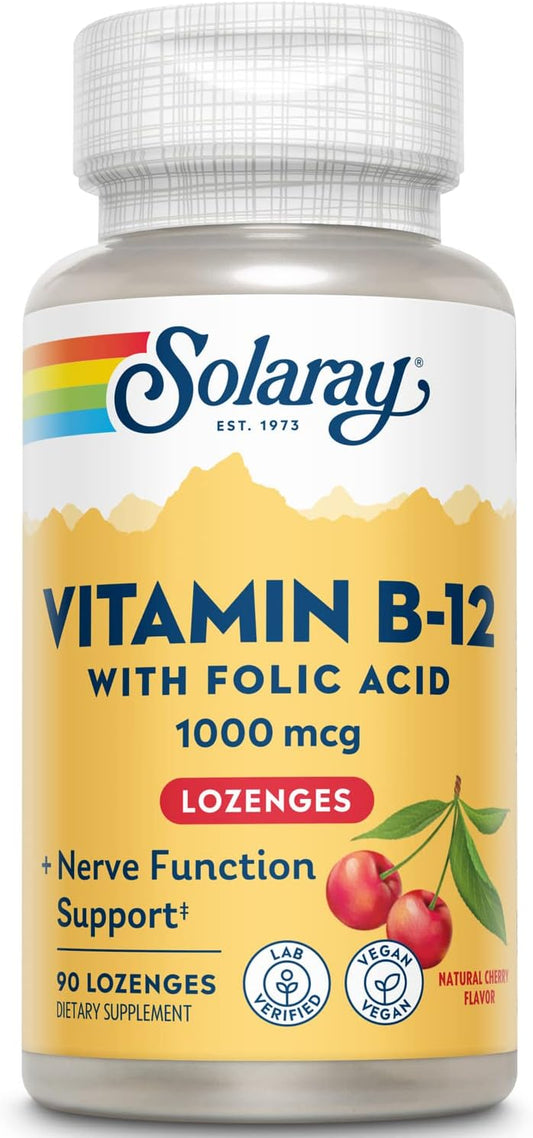 SOLARAY Vitamin B12 1000mcg Lozenges with – Energy Support: B12 helps convert carbohydrates into glucose, which – Image 1