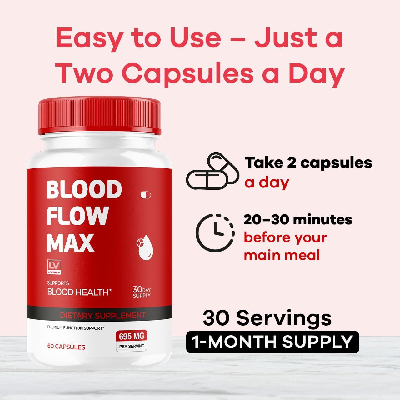 LIVORKA Blood Flow Max Capsules - Blood Support for General Wellbeing (60 Capsules) - görsel 4