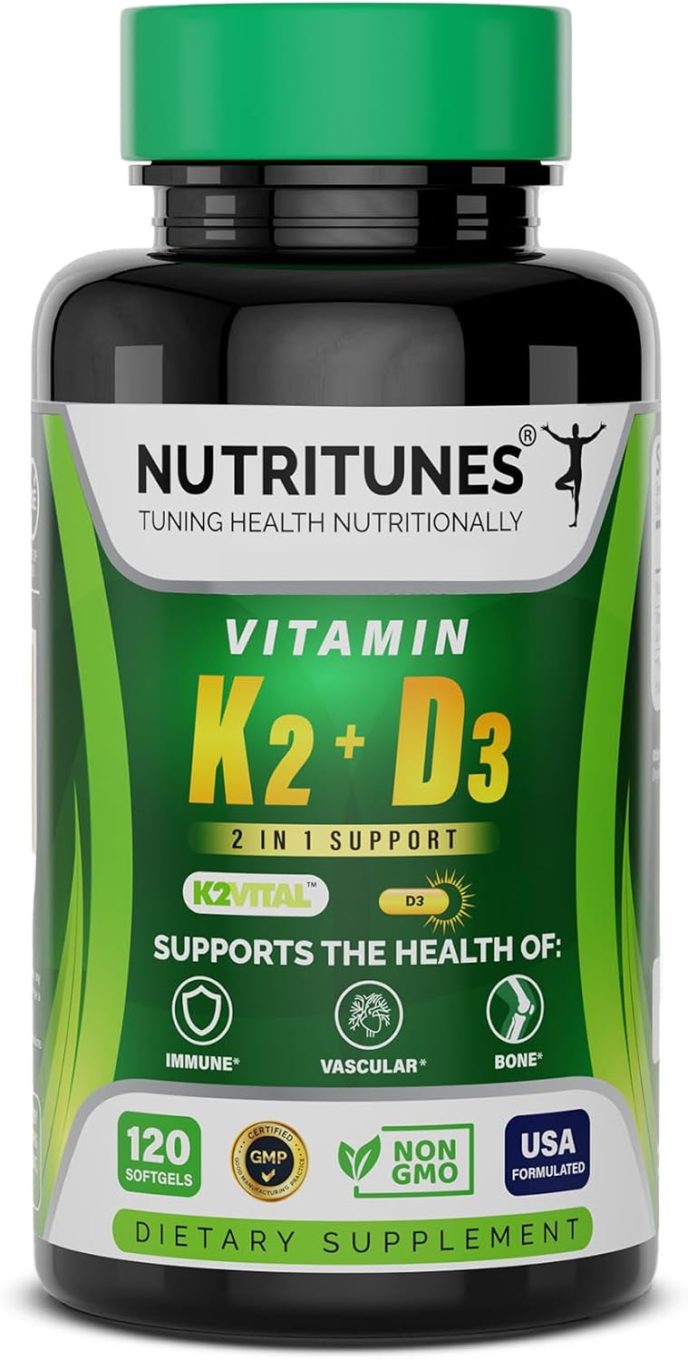Nutritunes K2 D3 Liquid Drops - Vitamin D3 10,000 IU & Vitamin K2 200 mcg, Mixed Berry, 2 oz - görsel 8