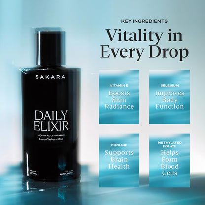 SAKARA Daily Elixir Liquid Multivitamin – High-Absorption Plant-Based Vitamins & Minerals for Energy, Skin, Hair & Nail – Image 2