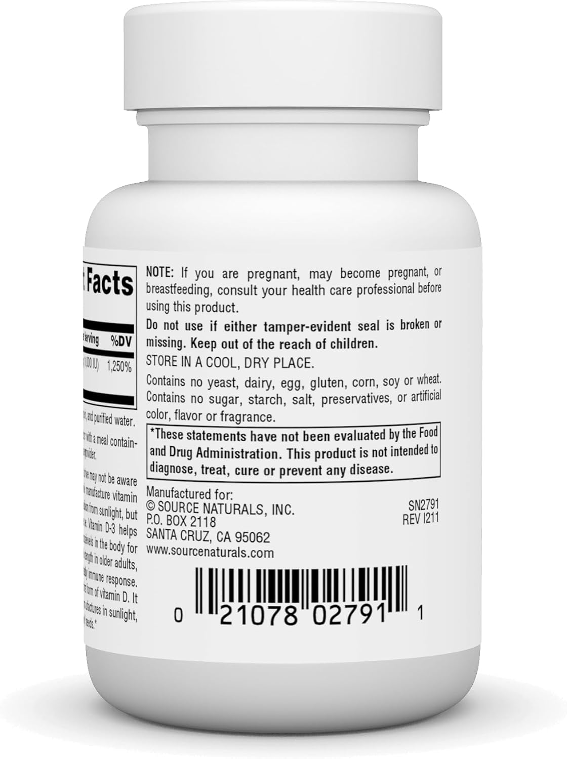 Source Naturals Vitamin D3 10,000 IU (250 mcg) - 60 Softgels - görsel 3