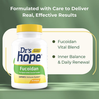 Dr's Hope Fucoidan 65mg – Brown Seaweed Extract for Immune, Gut and Heart Health (60 Capsules)