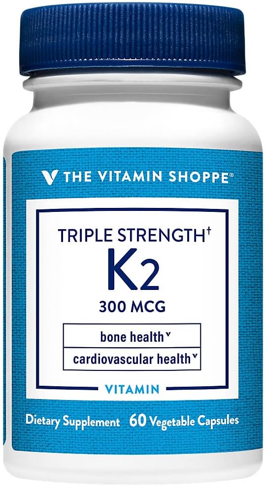 The Vitamin Shoppe Vitamin K2 MK-7 300mcg Triple Strength - Bone & Heart Health - görsel 1