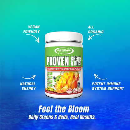 Gaspari Nutrition Greens and Reds: Organic Superfood Powder, Immune Support, Probiotics and Fibre, Vegan and Non-GM (30 Servings, Mango Splash)