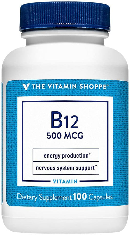 The Vitamin Shoppe Vitamin B12 500mcg - – Provides 500 mcg of vitamin B12 per capsule – Image 1