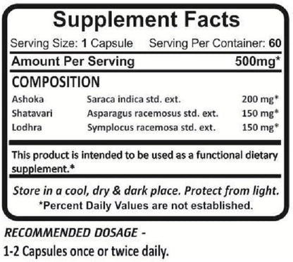 Planet Ayurveda Female Health Support - Herbal Supplement with Ashok, Lodhra & Shatavari - 2-Pack of 60 Veg Capsules (500 mg)