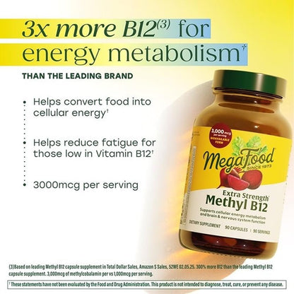 MegaFood Extra Strength Methyl B12 Vitamins, – Vegan & Gluten Free: Suitable for plant-based diets and those with – Image 3