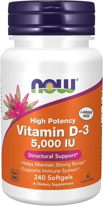 Now Vitamins D-3 5000 IU - 240 Softgels (3 Pack)