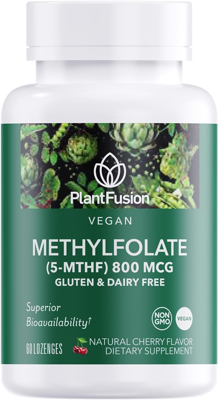 PlantFusion Vegan High Potency Methylfolate 5-MTHF – Fast Acting Sublingual Lozenges – 60 Count - görsel 1