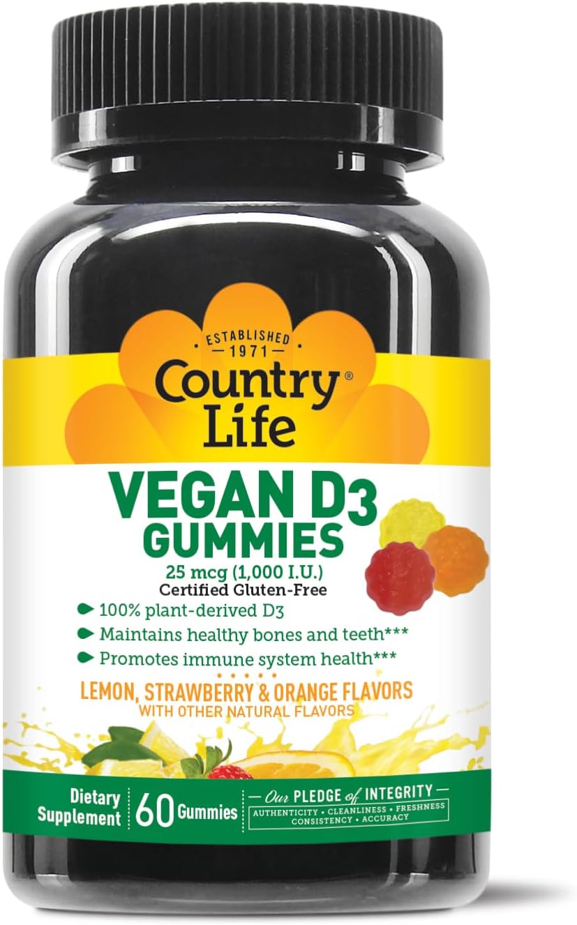 Country Life D3 Vegan Gummies 1000 IU, 60 Gummies - görsel 1