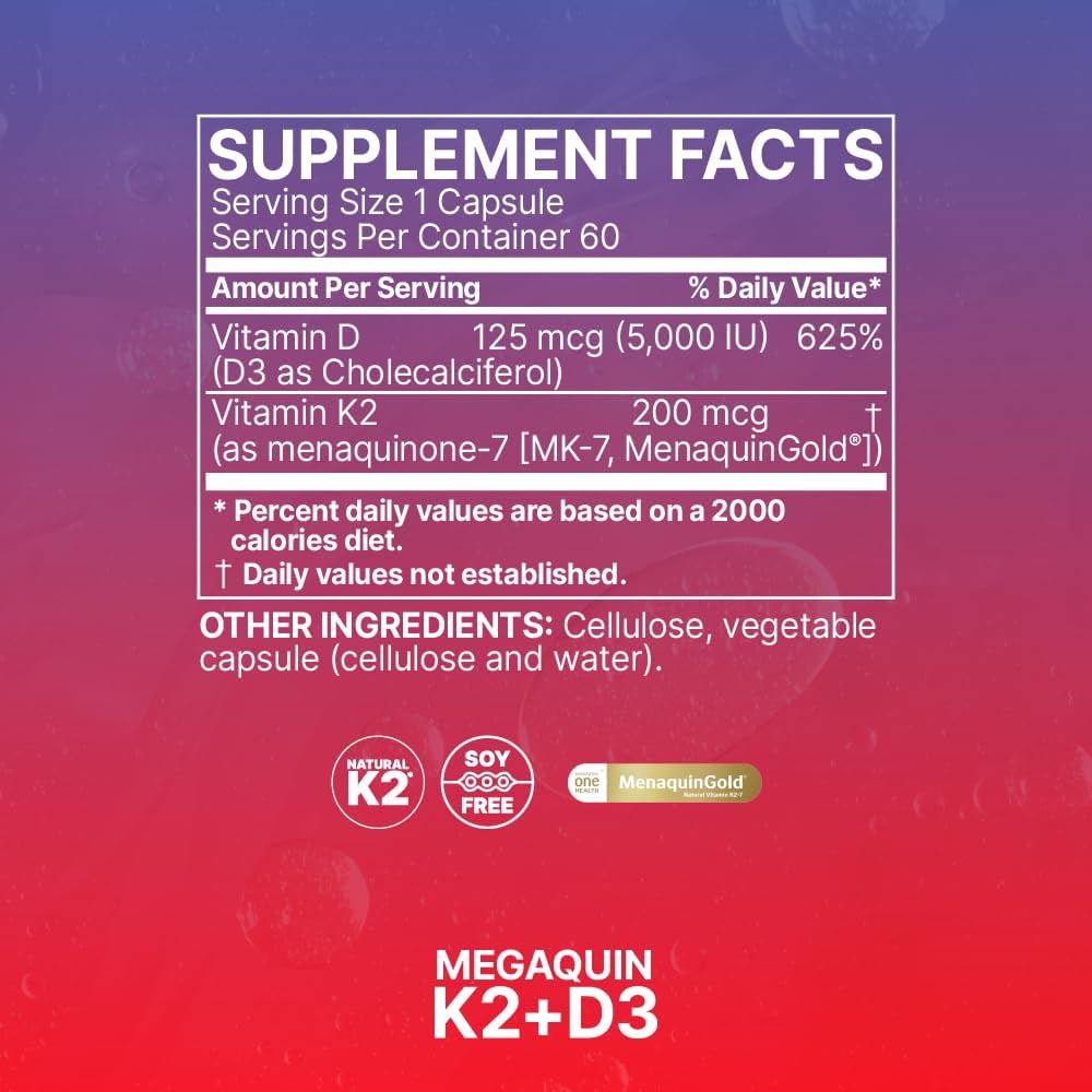 Microbiome Labs MegaQuin D3 + K2 - High – Nerve and Muscle Function: D3 plays a role in nerve transmission and – Image 4