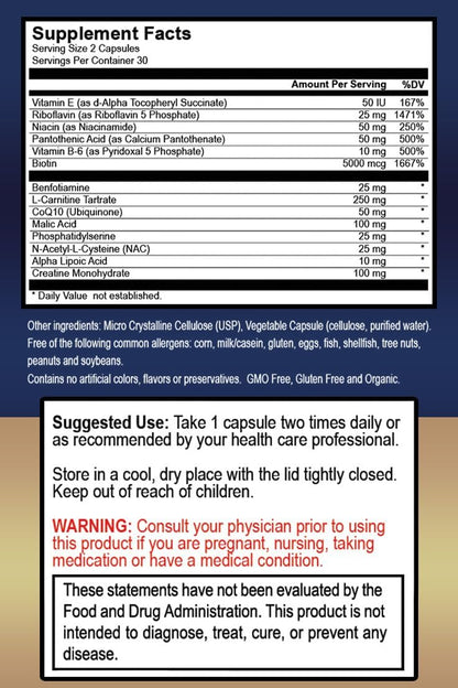 True Healing Naturals Mito Rescue - Mitochondrial Support Supplement, 60 Vegetarian Capsules