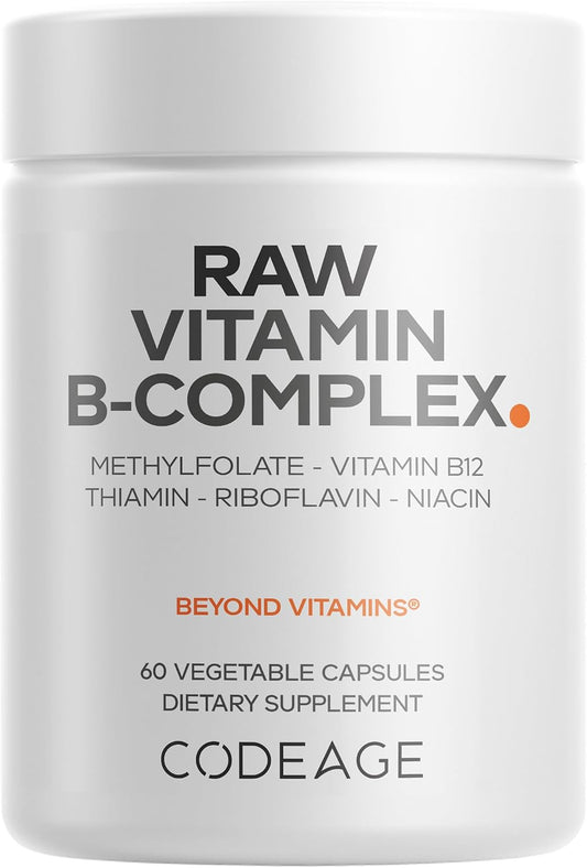 Codeage Raw Vitamin B-Complex Supplement - – Vitamin B1 (Thiamin): Essential for carbohydrate metabolism and nerve – Image 1