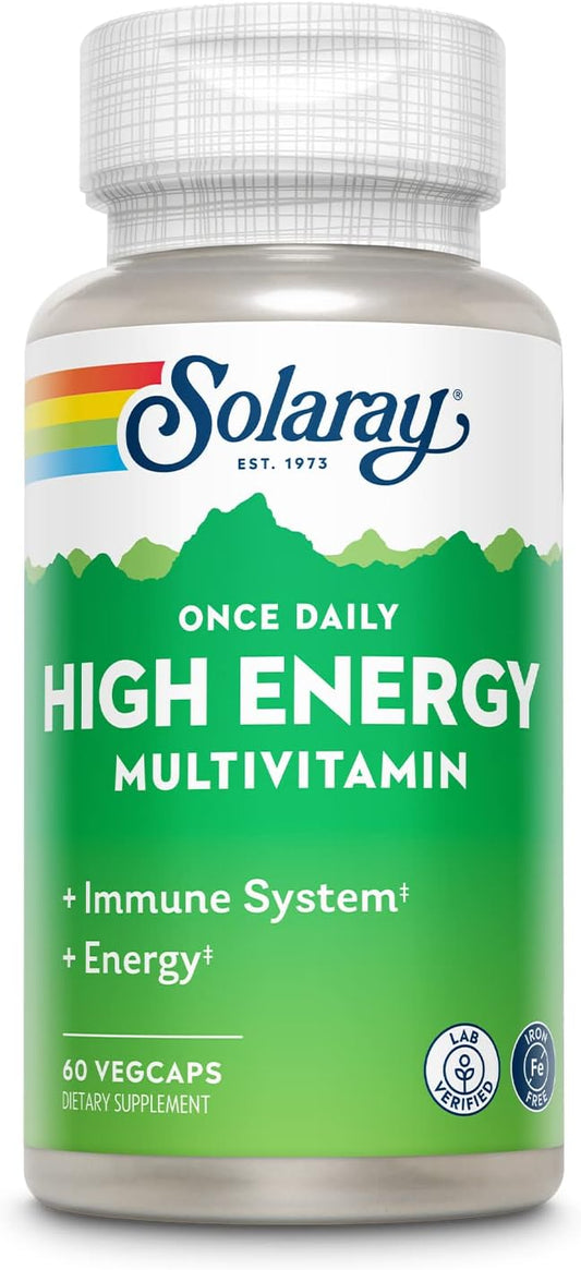 SOLARAY Once Daily High Energy Multivitamin - No Iron, Whole Food & Herb Base, 60 VegCaps – Image 1