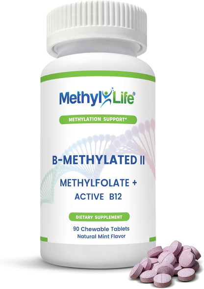 Methyl-Life® B-Methylated Chewable – 3 mg L-Methylfolate + Methyl B12 Sublingual Tablets (Methylcobalamin) | Active Folate & Vitamin B12 | Vegan, Non-GM, Gluten free