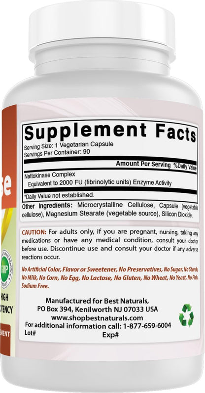 Best Naturals Nattokinase 2000 FU, 100 mg, 90 Vegetarian Capsules