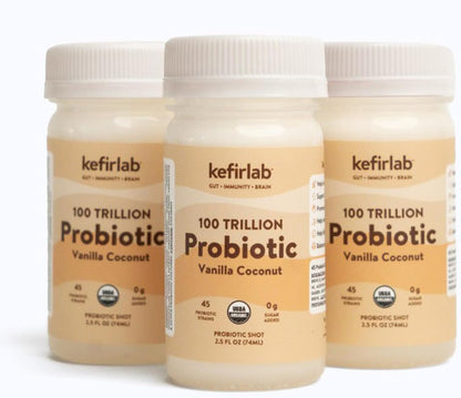 KefirLab Probiotics 100 Trillion CFU - 36 Strains - Vegan & Organic - Vanilla (16-Pack)