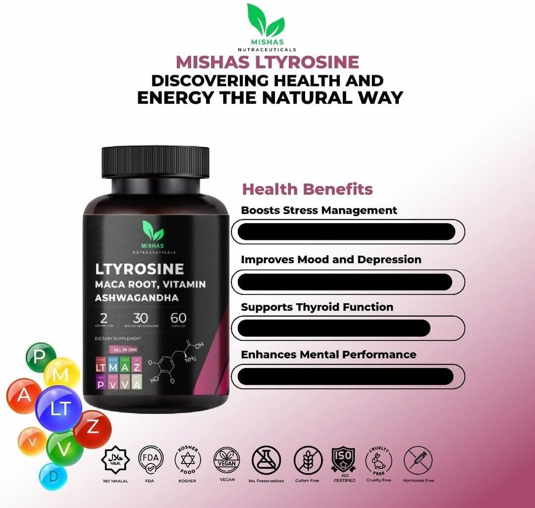 Mishas Nutraceuticals L-Tyrosine with Maca – Maca Root: A root vegetable native to Peru, traditionally used to – Image 6
