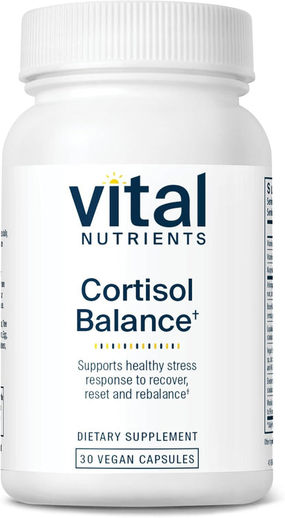 Vital Nutrients Cortisol Balance | Vegan Adrenal Support | Cortisol Manager for Energy & Stress | Ashwagandha & Magnesium for Relaxation | Gluten, Dairy, Soy-free | 30 Capsules