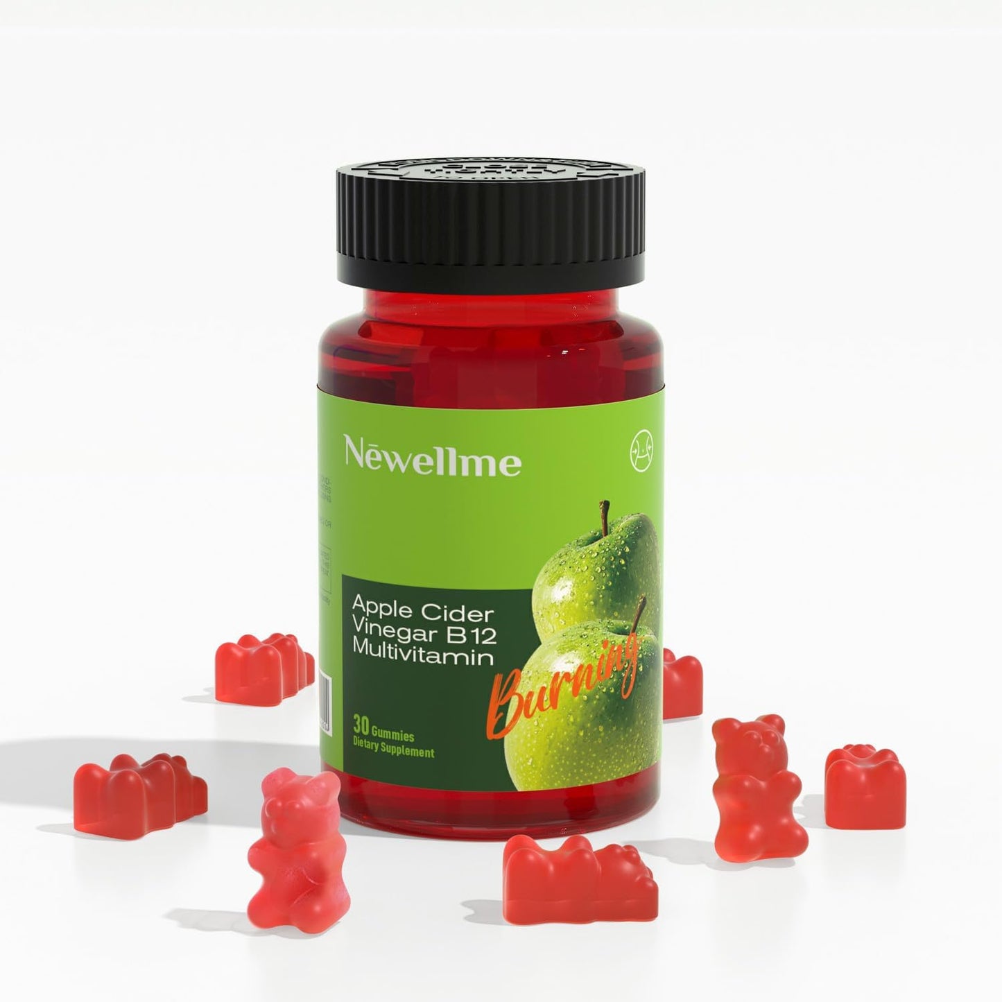 NEWELLME Apple Cider Vinegar Gummies with B12 - ACV Supplement Gummy Vitamins, Energy & Detox | Vegan, Non-GM & Gluten Free (60) - görsel 9
