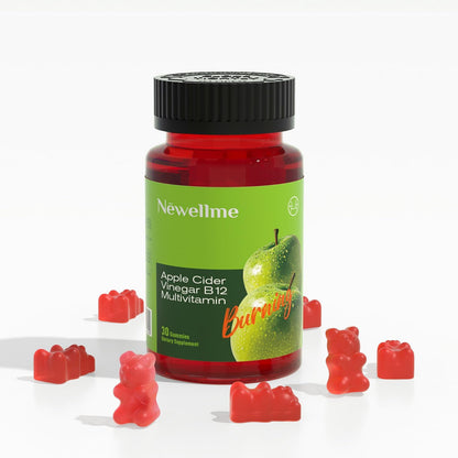 NEWELLME Apple Cider Vinegar Gummies with B12 - ACV Supplement Gummy Vitamins, Energy & Detox | Vegan, Non-GM & Gluten Free (60)
