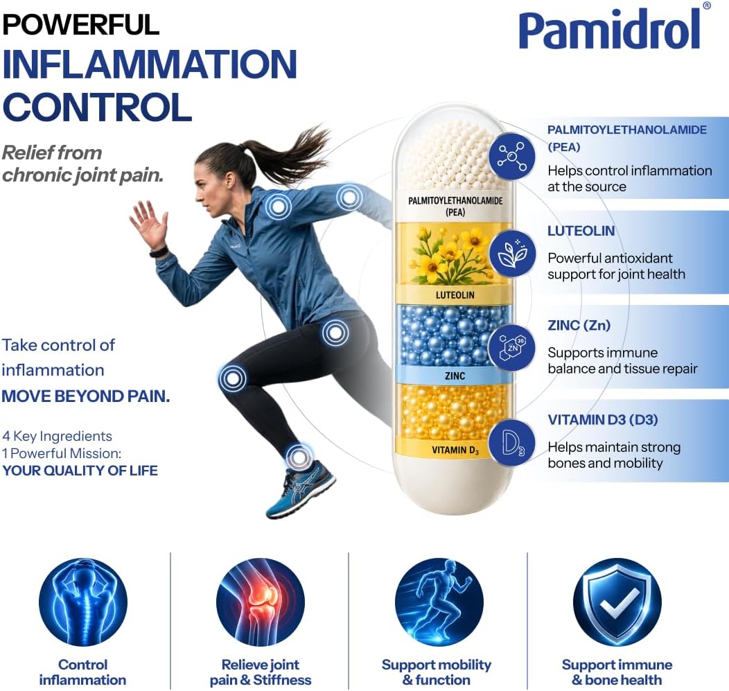 Pamidrol Nerve and Joint Support - 60 – Provides antioxidant support: Luteolin is a flavonoid with antioxidant – Image 2
