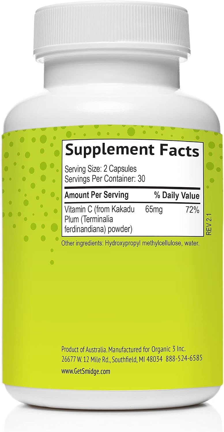 Smidge Kakadu Plum Capsules - Pure Natural Vitamin C, 60 Capsules - görsel 3