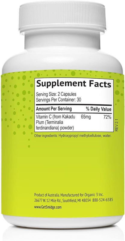 Smidge Kakadu Plum Capsules - Pure Natural Vitamin C, 60 Capsules