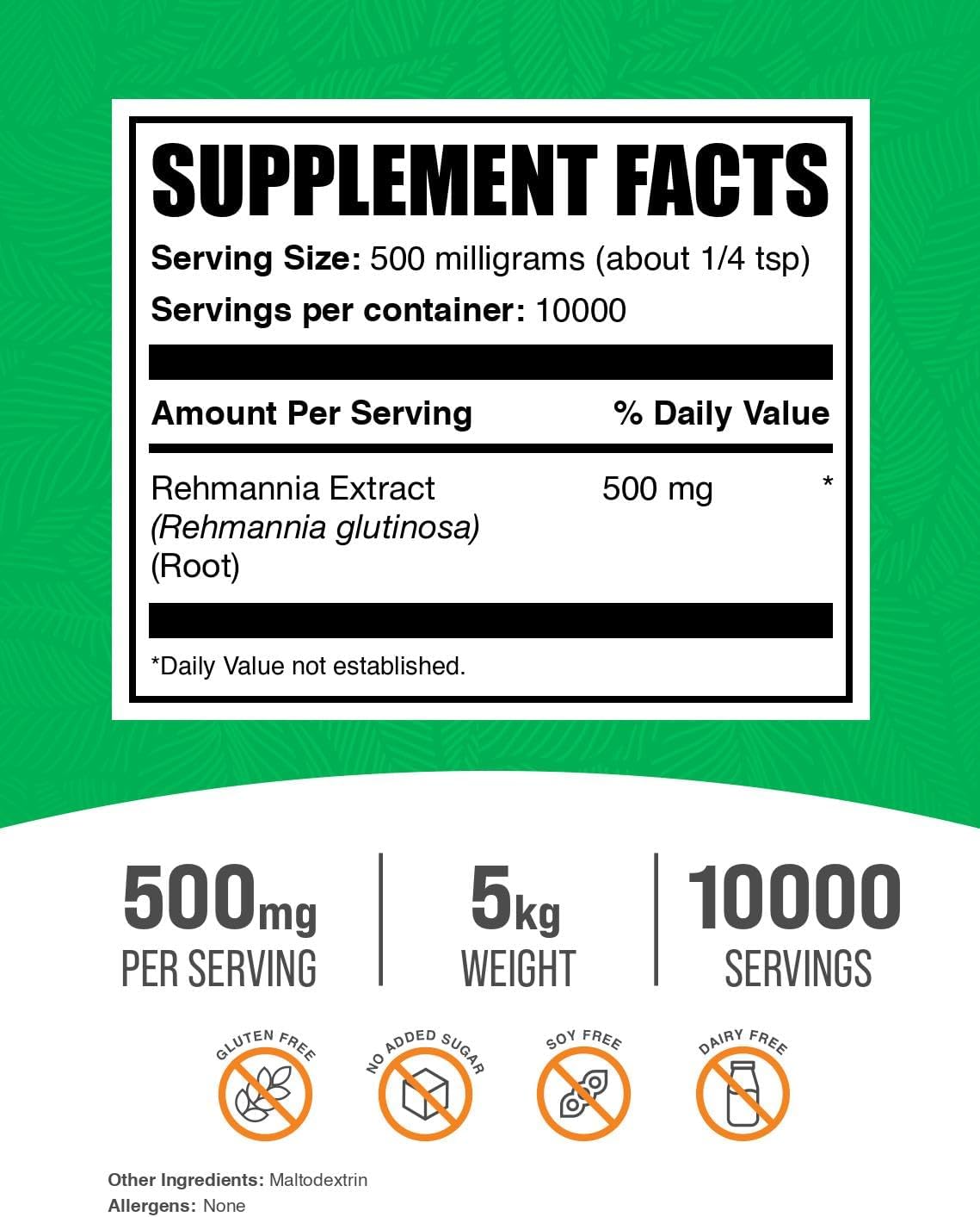 Rehmannia Extract Powder - 500mg per Serving, 1kg (5-Pack) - görsel 2