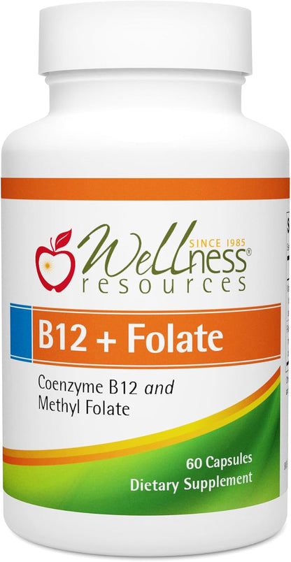 Wellbeing Resources B12 and Folate - Methyl B12 1000 & Methylated Folate, High Absorption, Gluten Free, for MTHFR Support – Image 1