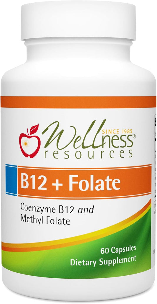 Wellbeing Resources B12 and Folate - Methyl B12 1000 & Methylated Folate, High Absorption, Gluten Free, for MTHFR Support – Image 1