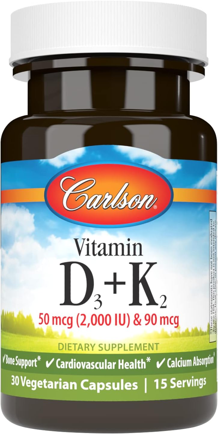 Carlson Vitamin D3 + K2, 2000 IU (50 mcg) with 90 mcg Vitamin K2 MK-7, 60 Capsules - görsel 10