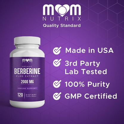 THE MONK Organic Berberine Extract 2000mg - Vegan, Non-GM Immune Support Supplement - 120 Capsules