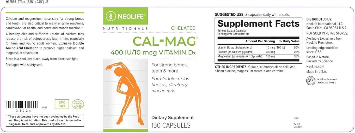 NeoLife Chelated Cal-Mag with Vitamin D 400 IU – 150 Soft-gels - görsel 5