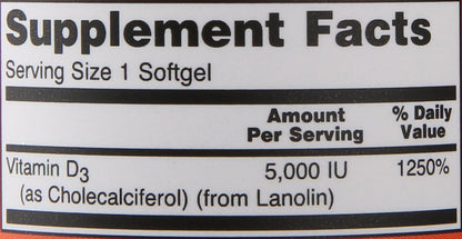 NOW Vitamin D-3 5,000 IU, 120 Softgels