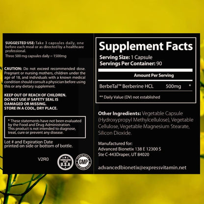 Advanced Bionetix Micronised Berberine 1500mg Supplement