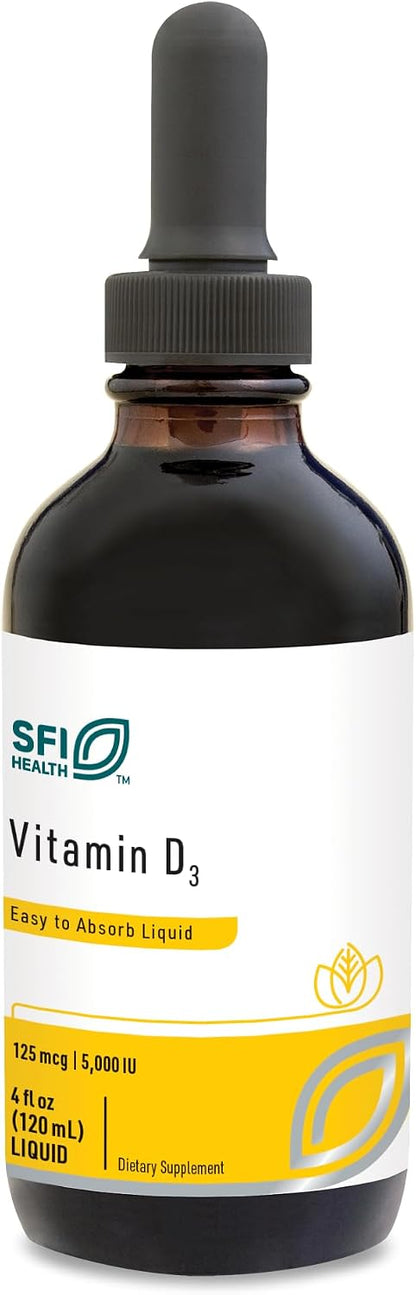 Klaire Labs Vitamin D3 Liquid Drops - High Potency 5000 IU in MCT Oil, 120 mL