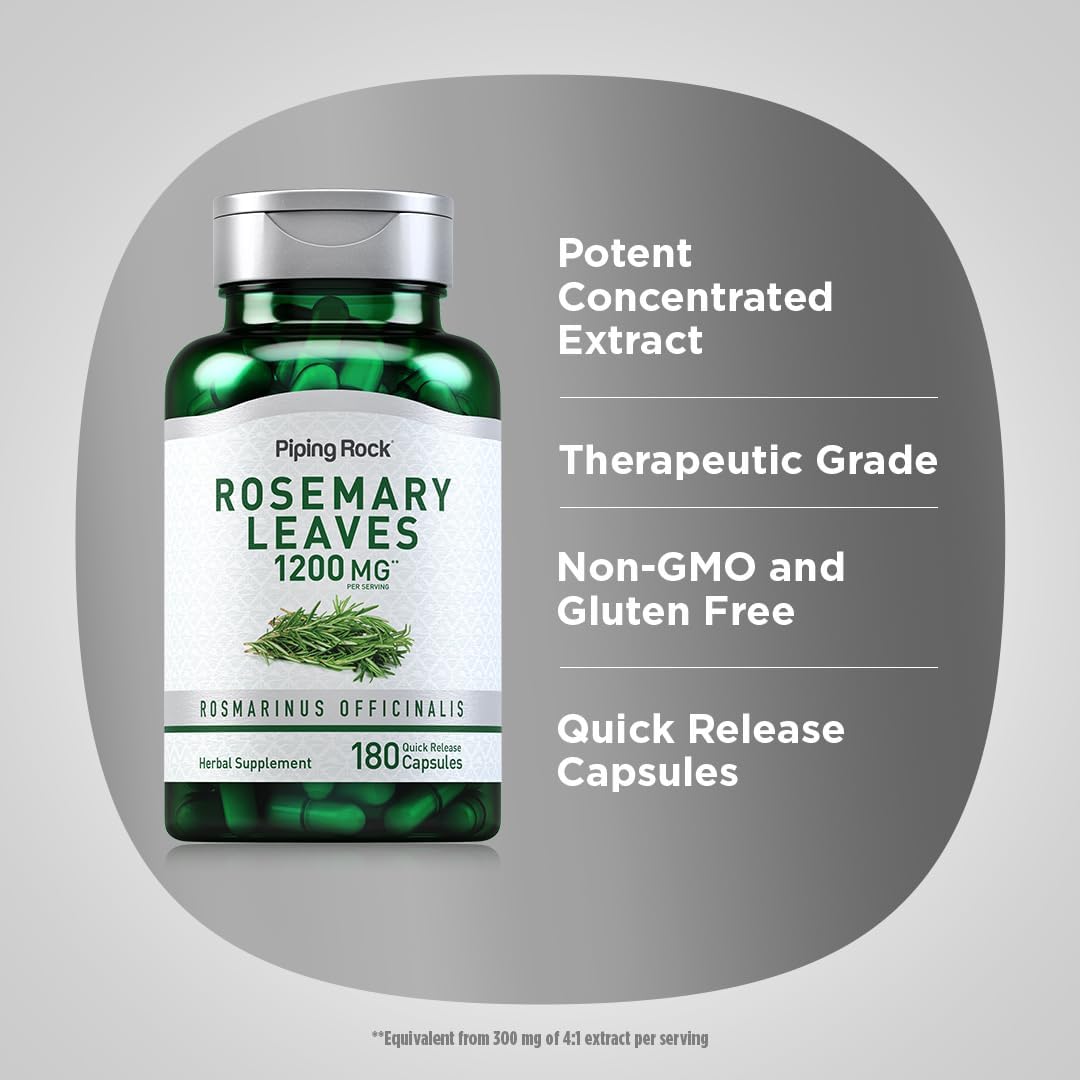 Piping Rock Rosemary Leaves | 180 Capsules | Herb Leaf Extract Supplement | Non-GM, Gluten free - görsel 4