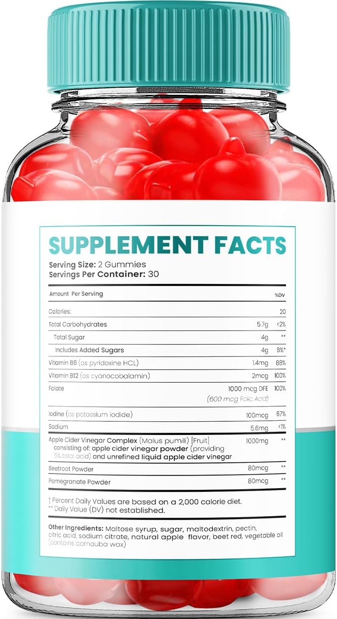 Keto Raw ACV Gummies Supplement – Apple Cider Vinegar 1000mg + Vitamin B12 (2 Pack, 120 Gummies) – Image 2