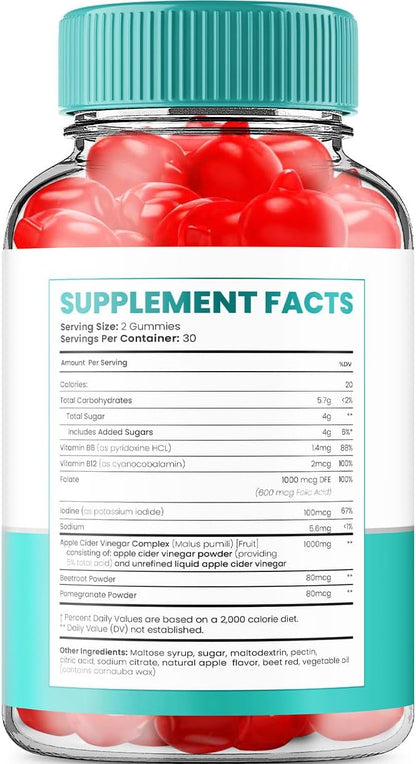 Keto Raw ACV Gummies Supplement – Apple Cider Vinegar 1000mg + Vitamin B12 (2 Pack, 120 Gummies) – Image 2