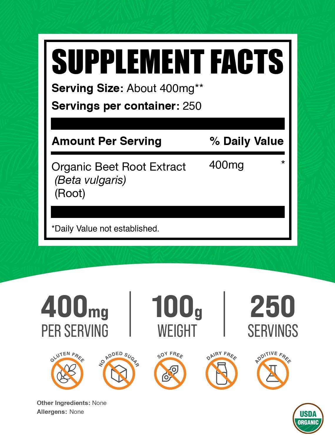 BulkSupplements Organic Beet Root Extract Powder - 100g - görsel 2