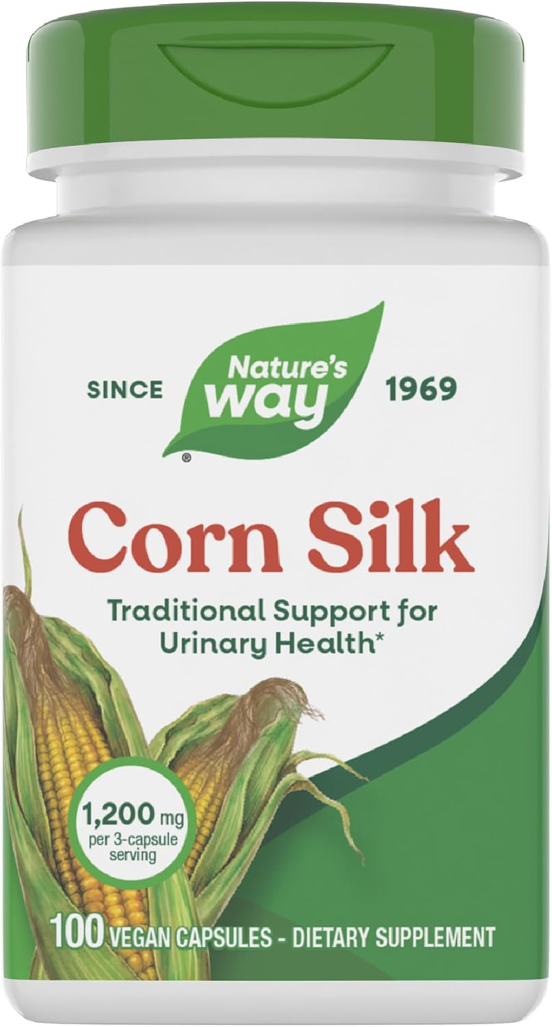 Nature's Way Corn Silk, 1,200 mg per 3-Capsule Serving, Traditional Support for Urinary Health, Vegan, No Gluten, 100 Vegan Capsules (Packaging May Vary) - görsel 1